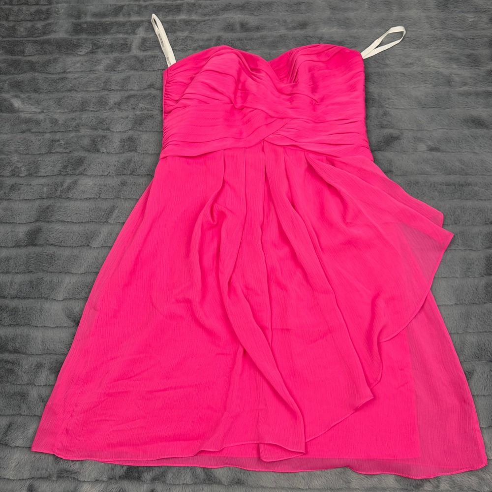 Davids Bridal Hot Pink Strapless Chiffon Cocktail Dress Sweetheart Size 8 13562